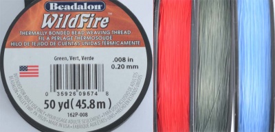 Thread Wildfire Beading .15mm .006inch .20mm  .008inch  Blue Green Red 50yds